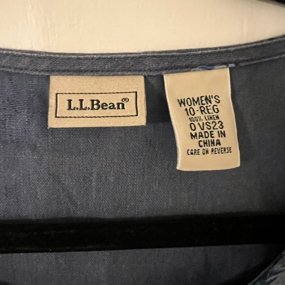 L. L. Bean Floral Blue Dress size 10 100% Linen (E100) - Picture 2 of 7